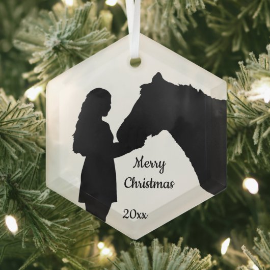 Weihnachtsmädchen und ihre Liebe Silhouette Ornament Aus Glas (Insitu)