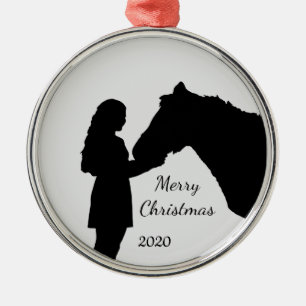 Weihnachtsmädchen und ihre Liebe Silhouette Ornament Aus Metall