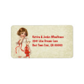 Weihnachtsmädchen und Rote Ribbon Ver 2 Adressaufkleber (Vorne)