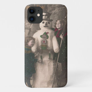 Weihnachtsmädchen und Snowman Vintages Foto Case-Mate iPhone Hülle