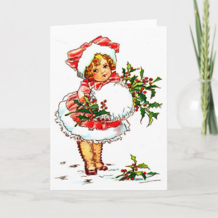 Weihnachtsmädchen Vintag Feiertagskarte