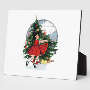 Weihnachtsmädchen Vintage-Illustration Fotoplatte