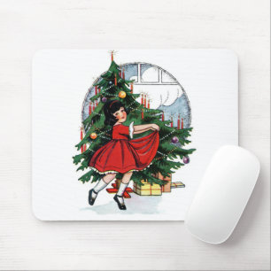 Weihnachtsmädchen Vintage-Illustration Mousepad