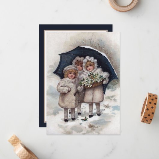 Weihnachtsmädchen Weihnachten Feiertag Mitteilungskarte (Vorderseite/Rückseite Beispiel)