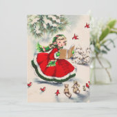 Weihnachtsmädchen Weihnachts-Party Einladung (Stehend Vorderseite)