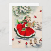 Weihnachtsmädchen Weihnachts-Party Einladung (Vorne/Hinten)