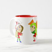 Weihnachtsmädchen Zweifarbige Tasse (Vorderseite Links)