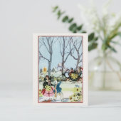 Weihnachtsmädchenwagen Feiertagspostkarte (Stehend Vorderseite)