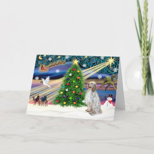 Weihnachtsmagie-Englischer Setter Feiertagskarte