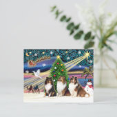 Weihnachtsmagie-Hirsche (drei) Feiertagspostkarte (Stehend Vorderseite)