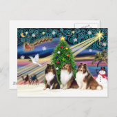 Weihnachtsmagie-Hirsche (drei) Feiertagspostkarte (Vorne/Hinten)