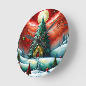 Weihnachtsmagie, modern, rot, grün, runde wanduhr (Winkel)