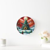 Weihnachtsmagie, modern, rot, grün, runde wanduhr (Zuhause)