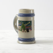 Weihnachtsmagie / Mops (drei, 2+1blk) Bierglas (Vorderseite Links)