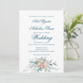 Weihnachtsmagie/ Poinsettia Bouquet Wedding Ankündigung (Stehend Vorderseite)