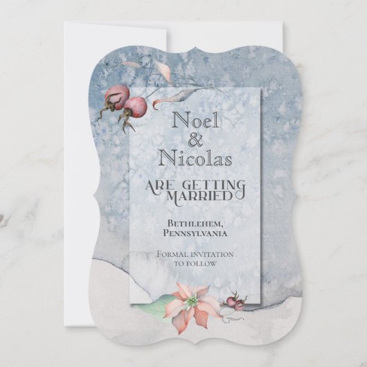 Weihnachtsmagie/Poinsettia Hochzeit - Save the Dat Save The Date (Rückseite)