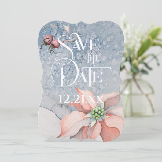Weihnachtsmagie/Poinsettia Hochzeit - Save the Dat Save The Date (Stehend Vorderseite)