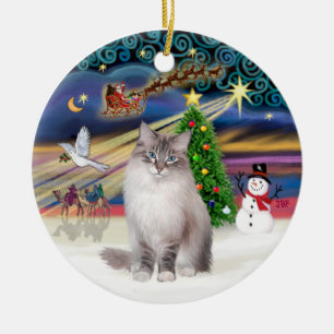 Weihnachtsmagie - Ragdoll Cat (Lynx Colorpiont) Keramik Ornament