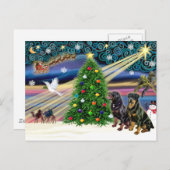 Weihnachtsmagie Rottweilers (zwei) Feiertagspostkarte (Vorne/Hinten)