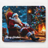Weihnachtsmagie Santa Claus gemütlicher Kamin Mousepad (Vorne)