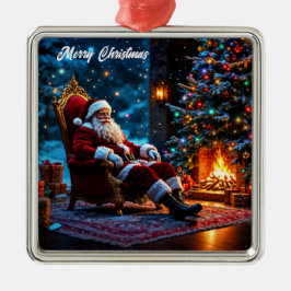 Weihnachtsmagie Santa Claus gemütlicher Kamin Ornament Aus Metall