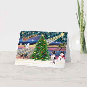 Weihnachtsmagie Spielzeug Fox Terrier Feiertagskarte