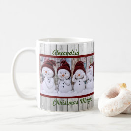 Weihnachtsmagie Vier Niedliche Schneemänner Happy  Kaffeetasse