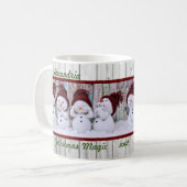 Weihnachtsmagie Vier Niedliche Schneemänner Happy Kaffeetasse (Vorderseite Links)