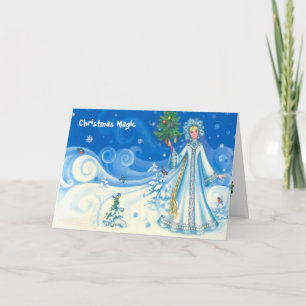 Weihnachtsmagie, Vintag schneebedecktes Design Feiertagskarte