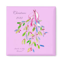 Weihnachtsmagnet mit Mistletoe, rosa