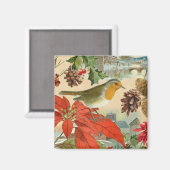 Weihnachtsmagnet mit Vogel und Blume Magnet (Vorderseite/Rückseite)