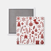 Weihnachtsmagnet Weiß Rot Magnet (Vorderseite/Rückseite)