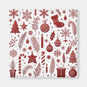 Weihnachtsmagnet Weiß Rot Magnet