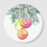 Weihnachtsmagnete Watercolor Baubles Magnet<br><div class="desc">Diese Weihnachtsmagnete sind mit Aquarellbaubeln in Rosa-,  Grün- und Orangetönen mit Pinienbögen ausgestattet. Eine bezaubernde Wahl für Kühlschrank Magnete für die Ferien. Einzigartige Aquarellkunst von Victoria Grigaliunas.</div>