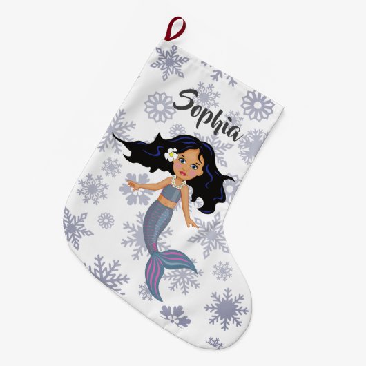 Weihnachtsmaid Niedlich Name Silber Weiß Großer Weihnachtsstrumpf (Vorderansicht (hängend))