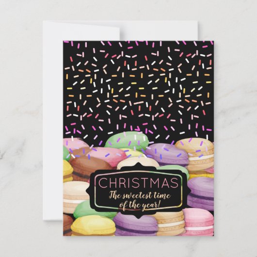 Weihnachtsmakaroon-Kekse-Sprinklen backen von Feiertagskarte (Vorderseite)