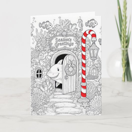 Weihnachtsmalbuch mit Hai Karte (Vorderseite)