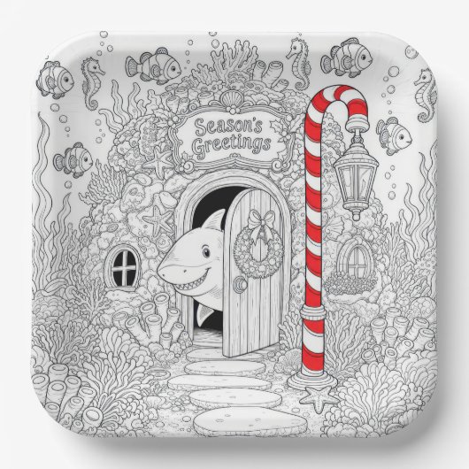Weihnachtsmalbuch mit Hai Pappteller (Vorderseite)