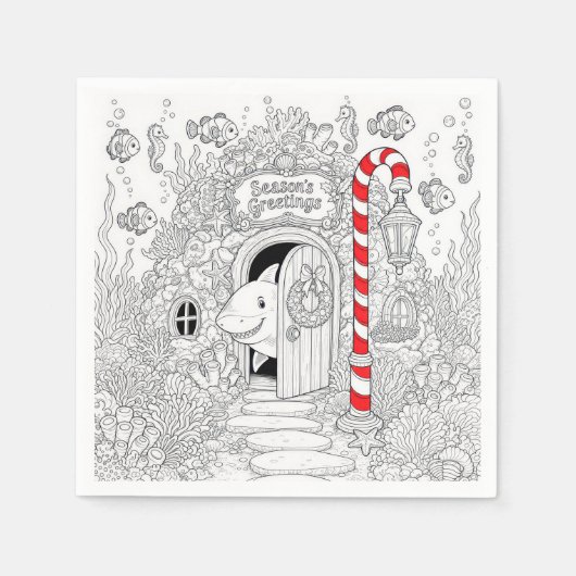 Weihnachtsmalbuch mit Hai Serviette (Vorderseite)