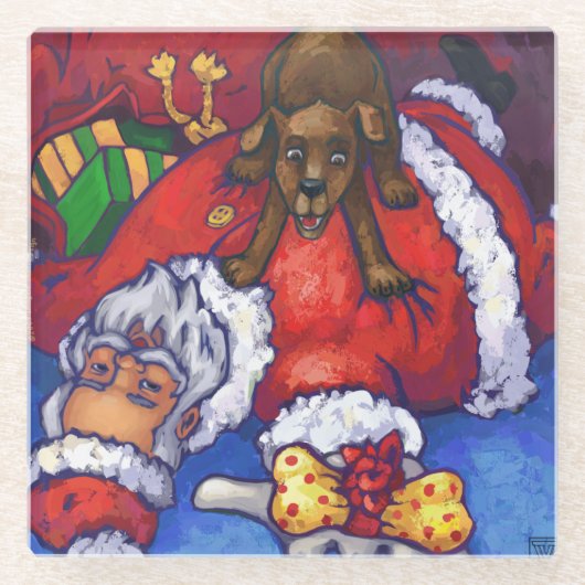 Weihnachtsmalerei Glasuntersetzer (Vorderseite)