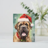 Weihnachtsmalerei von Mastiff Feiertagskarte (Stehend Vorderseite)