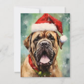 Weihnachtsmalerei von Mastiff Feiertagskarte (Vorderseite)