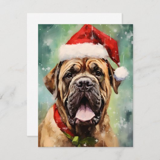Weihnachtsmalerei von Mastiff Feiertagskarte (Vorne/Hinten)