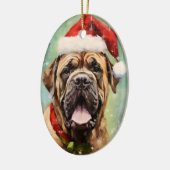 Weihnachtsmalerei von Mastiff Keramik Ornament (Links)