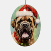 Weihnachtsmalerei von Mastiff Keramik Ornament (Vorne)