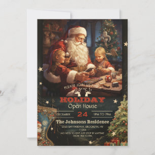 Weihnachtsmalerei von Santa Claus und Kindern Einladung