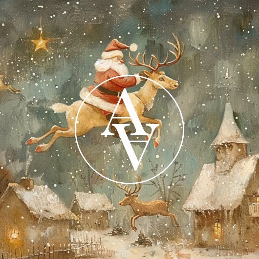 Weihnachtsmalerei Weihnachtsmann & Reindeer Poster