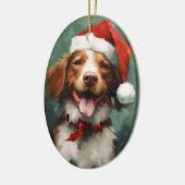 Weihnachtsmalereien in der Bretagne Keramik Ornament (Links)