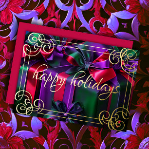 Weihnachtsmalereien Lila Grünes Burgund Folien Feiertagskarte