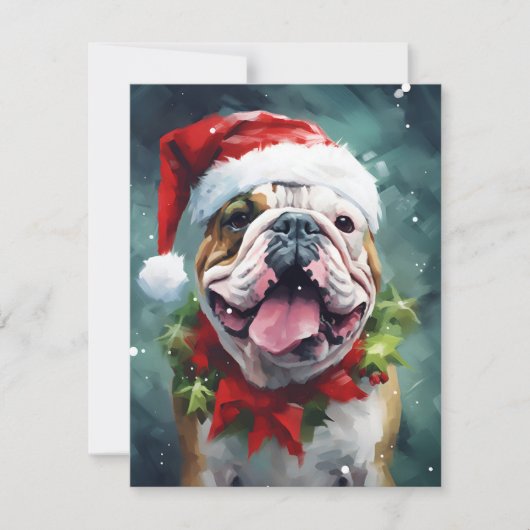 Weihnachtsmalereien von Bulldog Feiertagskarte (Vorderseite)